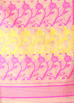 Cream Tant Jamdani Saree Without Blouse Piece - Indian Silk House Agencies