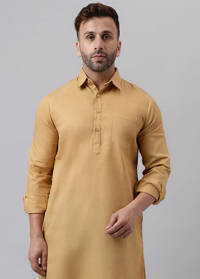 Cream Cotton Jacquard Long Kurta