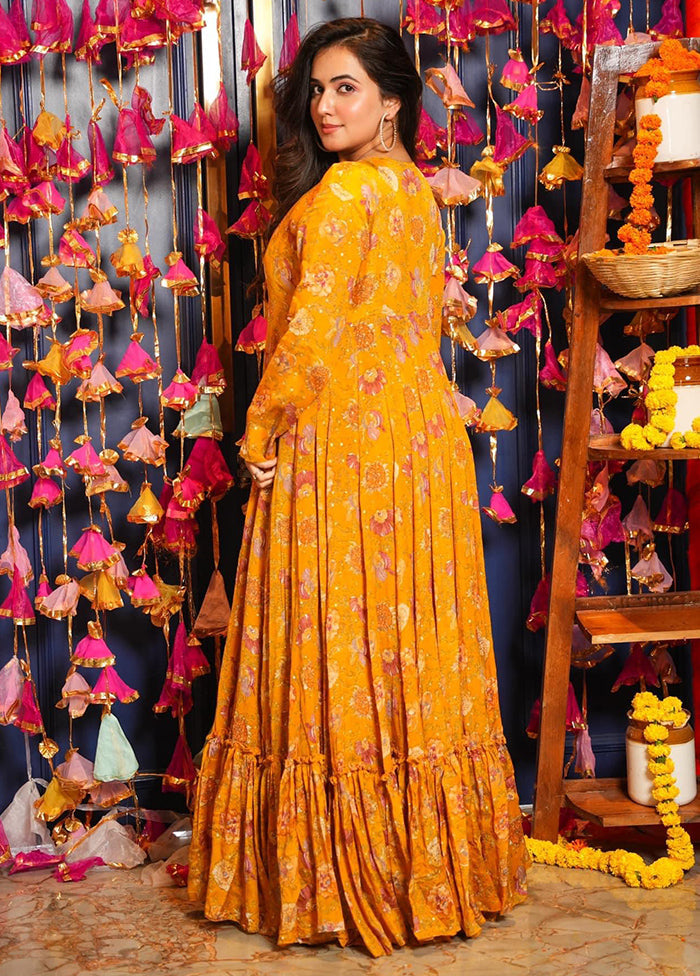 3 Pc Yellow Readymade Silk Suit Set - Indian Silk House Agencies