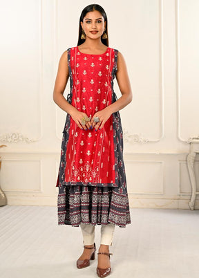 Red Readymade Cotton Kurti