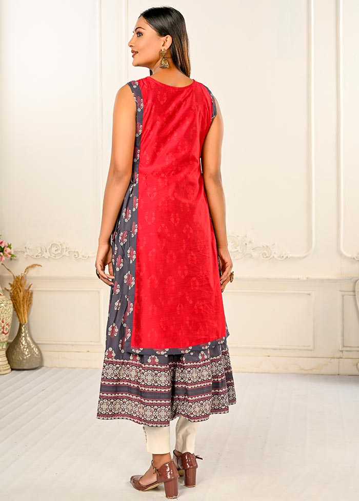 Red Readymade Cotton Kurti