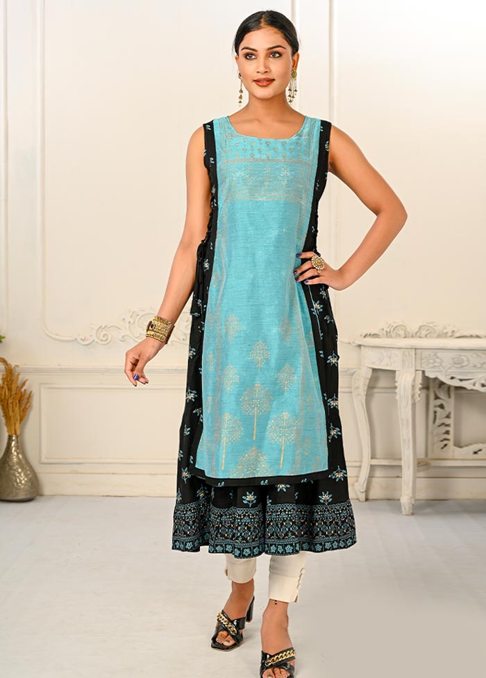 Light Blue Readymade Cotton Kurti