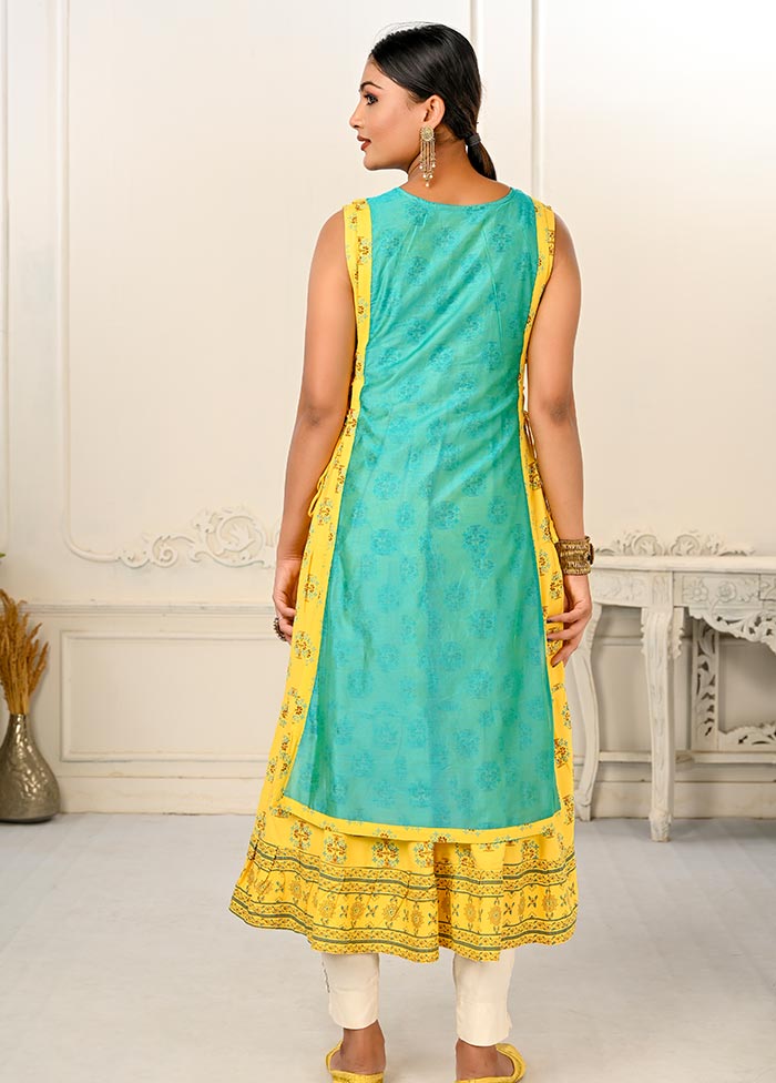 Green Readymade Cotton Kurti