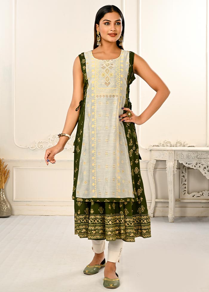 Cream Readymade Cotton Kurti