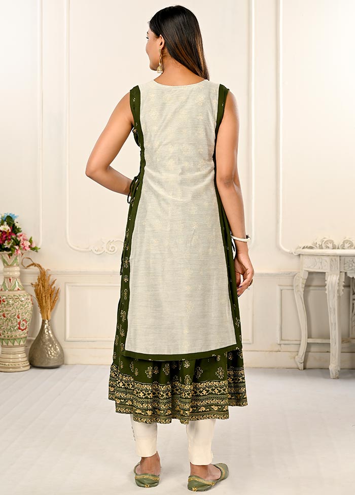 Cream Readymade Cotton Kurti