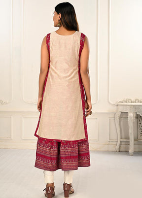 Cream Readymade Cotton Kurti