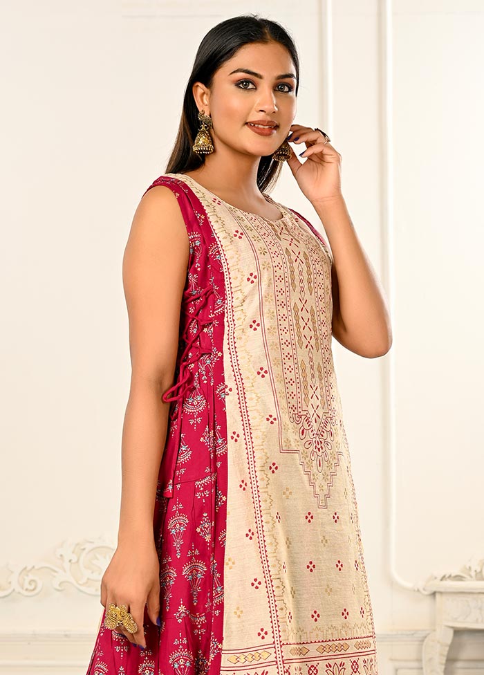 Cream Readymade Cotton Kurti