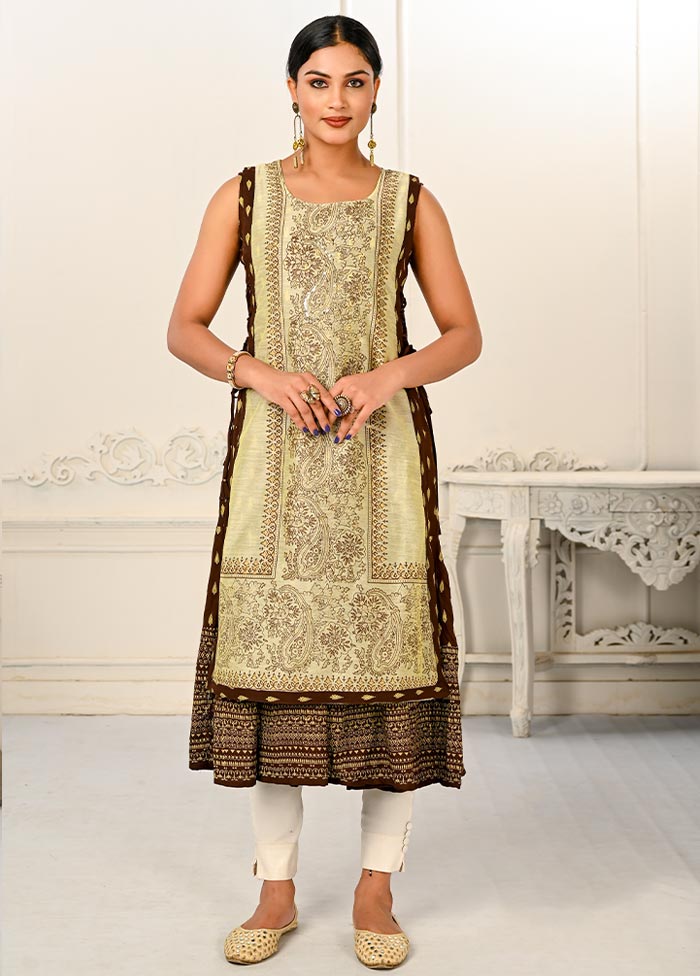 Cream Readymade Cotton Kurti - Indian Silk House Agencies