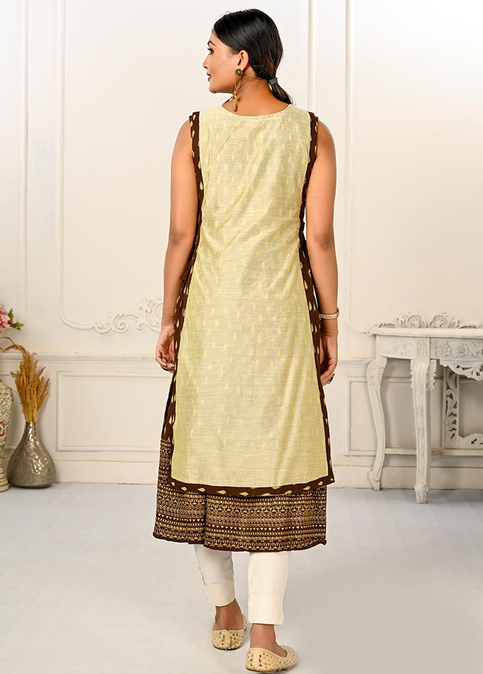 Cream Readymade Cotton Kurti - Indian Silk House Agencies