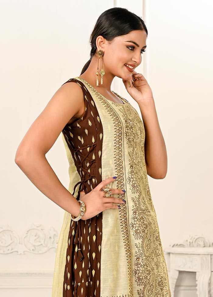 Cream Readymade Cotton Kurti