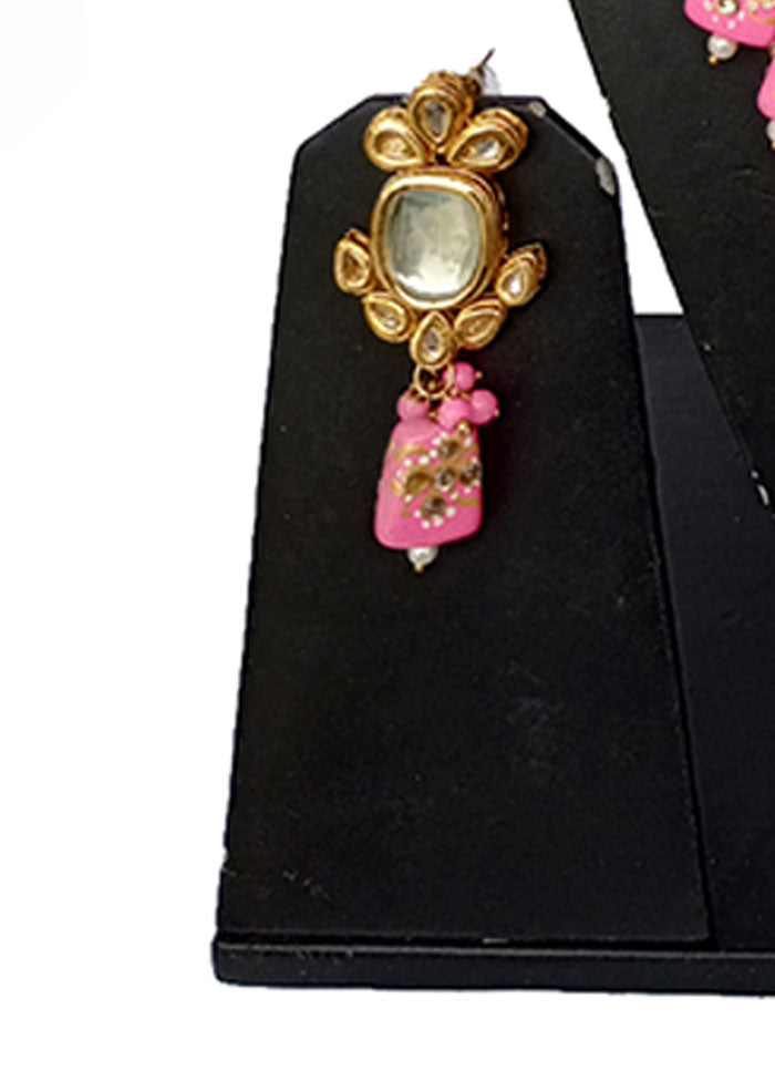 Gold Plated Kundan Jewellery Set With Pink Polki - Indian Silk House Agencies