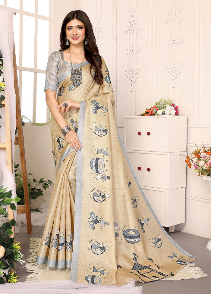 Chiku Dupion Silk Saree With Blouse Piece