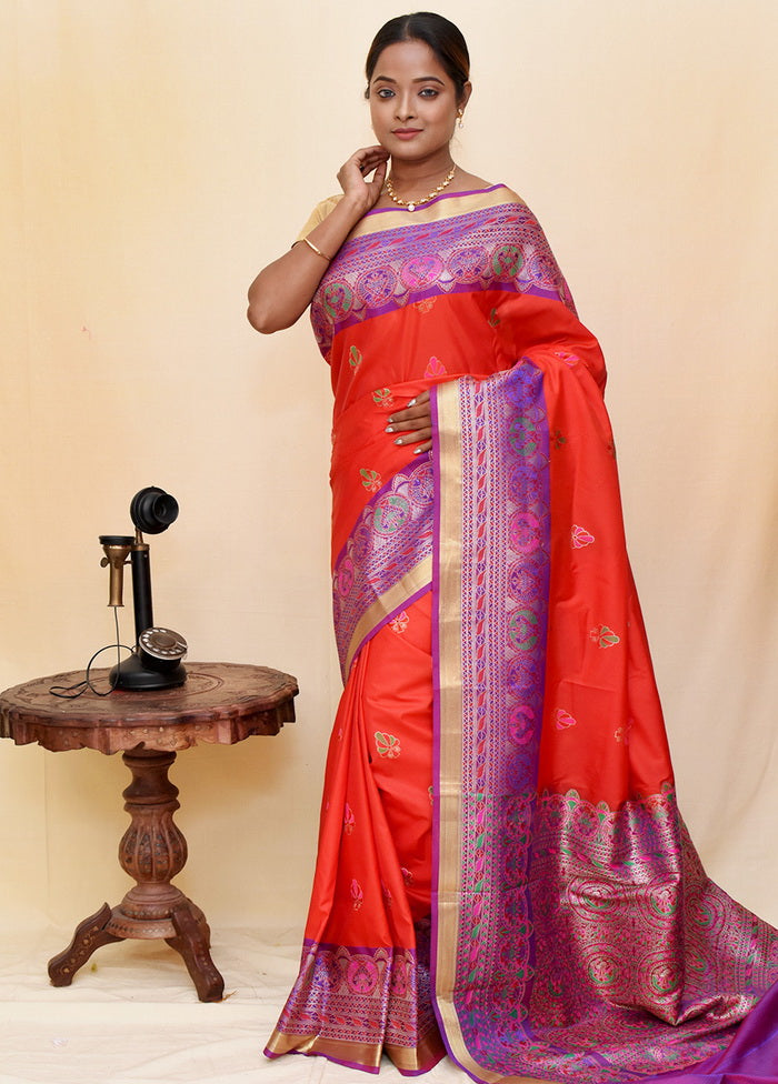 Red Silk Kanjivaram Saree With Blouse - Indian Silk House Agencies