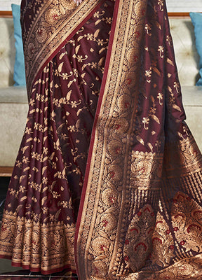 Maroon Silk Saree With Blouse Piece - Indian Silk House Agencies