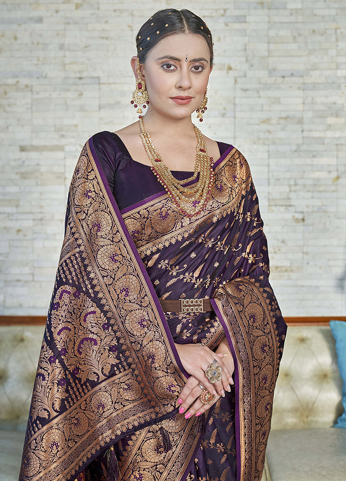 Purple Silk Saree With Blouse Piece - Indian Silk House Agencies