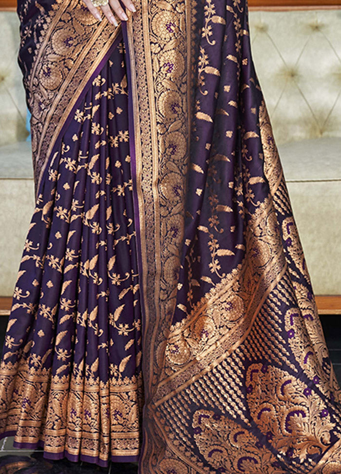 Purple Silk Saree With Blouse Piece