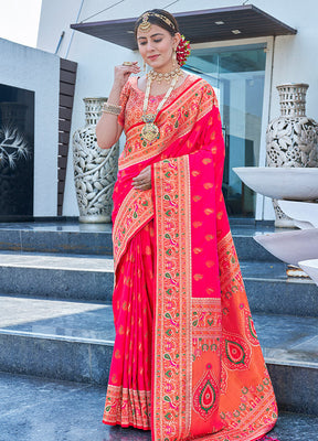 Pink Silk Saree With Blouse Piece