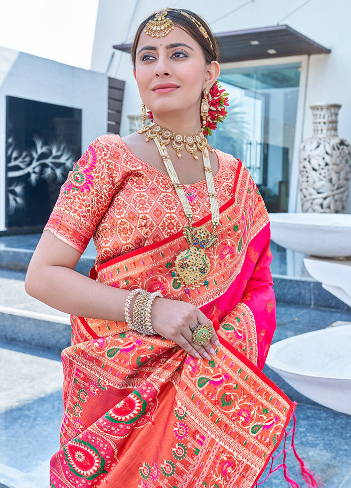 Pink Silk Saree With Blouse Piece - Indian Silk House Agencies