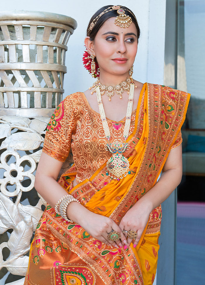 Yellow Silk Saree With Blouse Piece - Indian Silk House Agencies