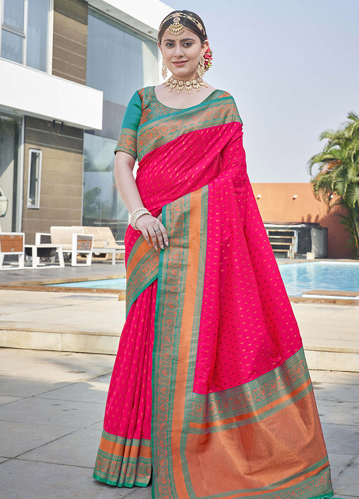 Pink Silk Saree With Blouse Piece - Indian Silk House Agencies