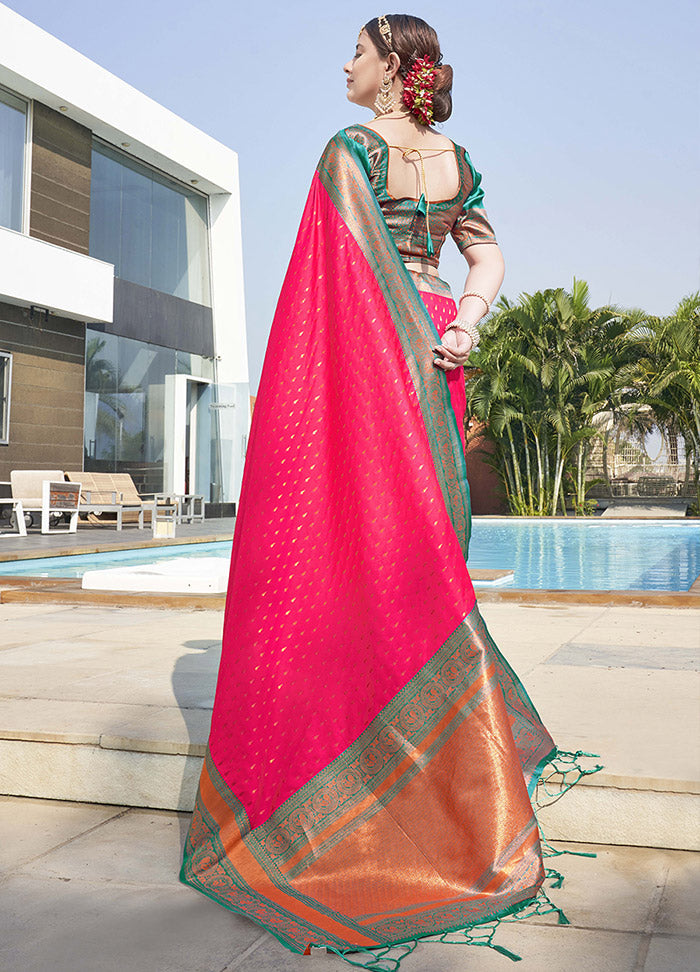 Pink Silk Saree With Blouse Piece - Indian Silk House Agencies