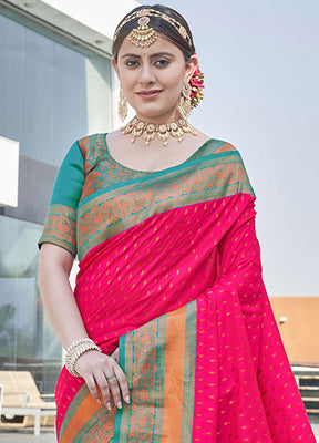 Pink Silk Saree With Blouse Piece - Indian Silk House Agencies