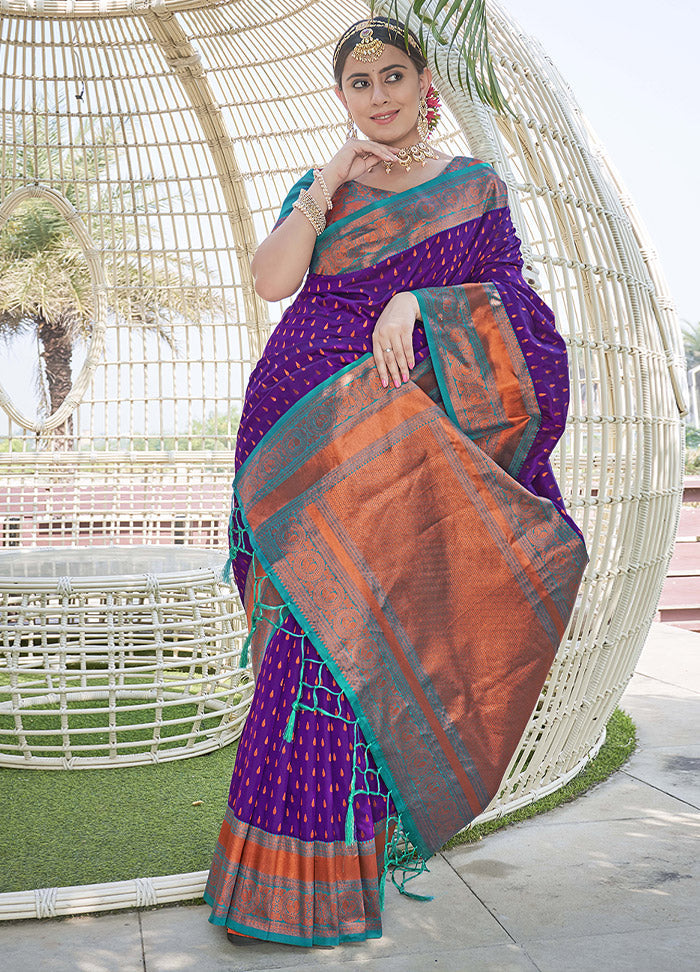 Purple Silk Saree With Blouse Piece