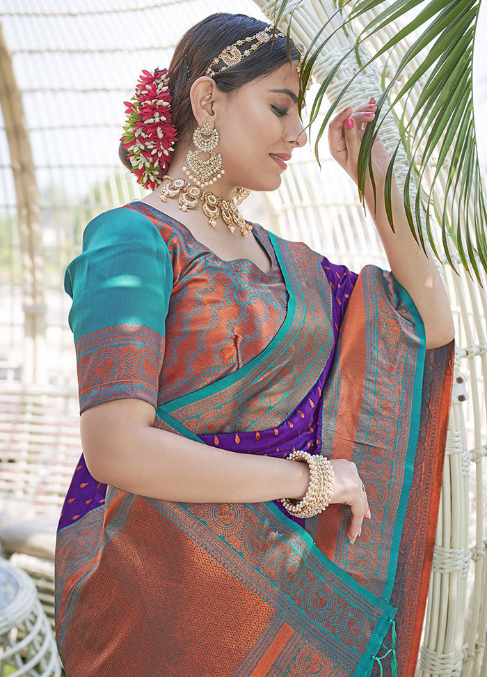 Purple Silk Saree With Blouse Piece