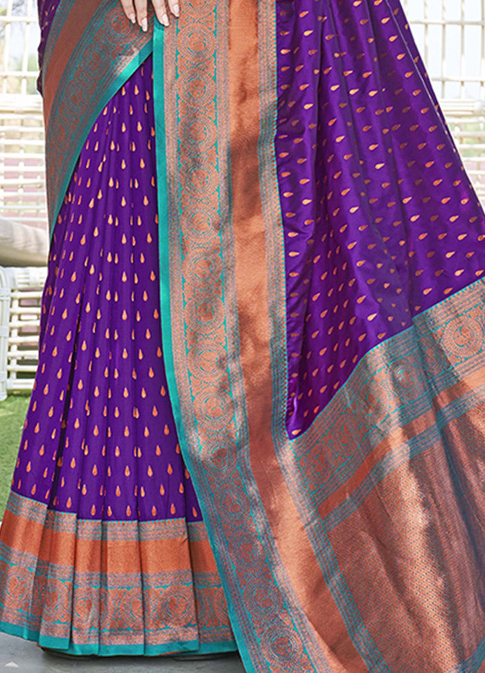 Purple Silk Saree With Blouse Piece