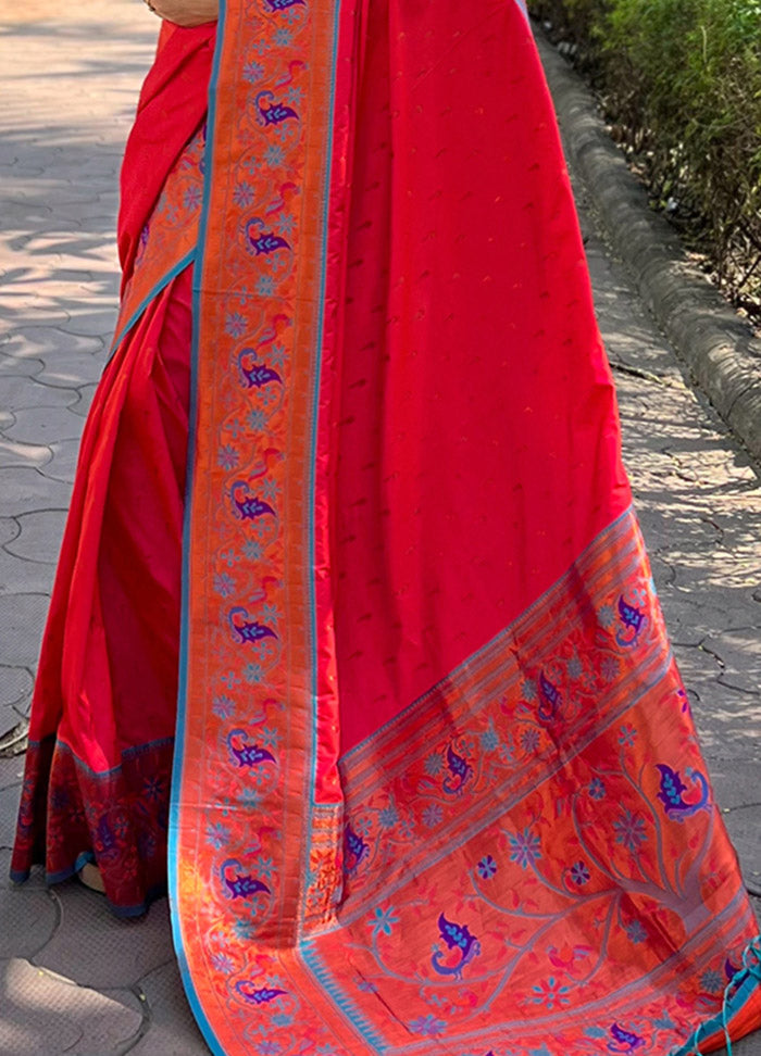 Red Silk Saree With Blouse Piece - Indian Silk House Agencies