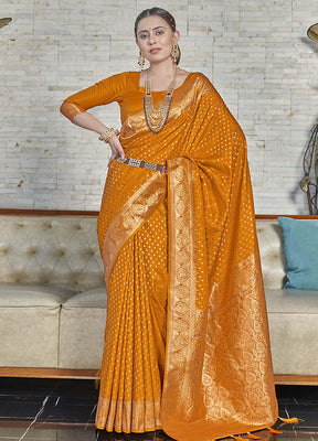 Mustard Silk Saree With Blouse Piece - Indian Silk House Agencies