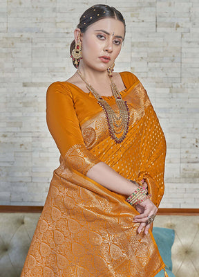 Mustard Silk Saree With Blouse Piece - Indian Silk House Agencies