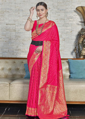 Pink Silk Saree With Blouse Piece