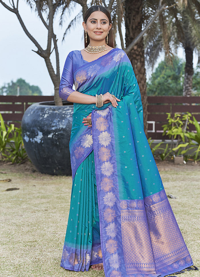 Blue Silk Saree With Blouse Piece