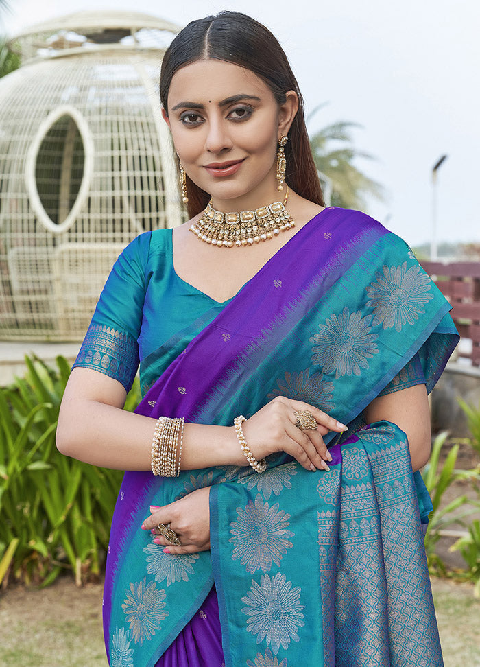 Purple Silk Saree With Blouse Piece