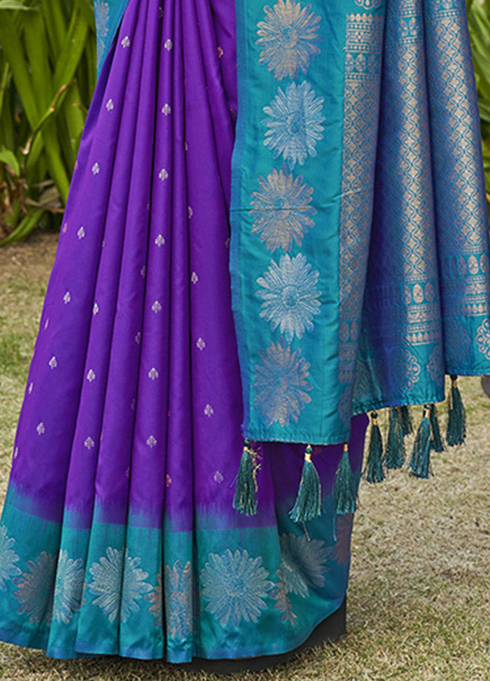 Purple Silk Saree With Blouse Piece