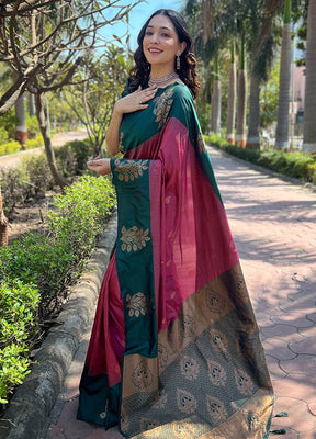 Maroon Dupion Silk Saree With Blouse Piece - Indian Silk House Agencies