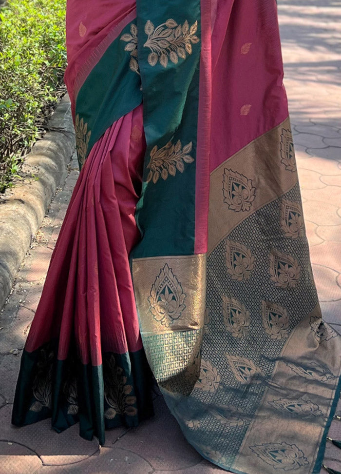 Maroon Dupion Silk Saree With Blouse Piece - Indian Silk House Agencies