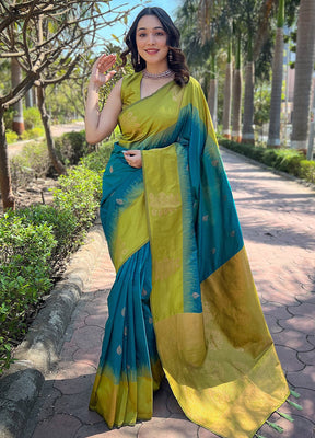 Sea Green Dupion Silk Saree With Blouse Piece - Indian Silk House Agencies