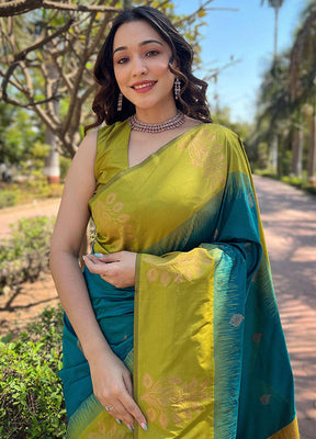 Sea Green Dupion Silk Saree With Blouse Piece - Indian Silk House Agencies