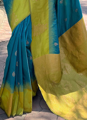 Sea Green Dupion Silk Saree With Blouse Piece - Indian Silk House Agencies