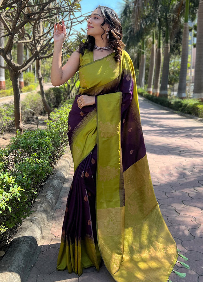 Purple Dupion Silk Saree With Blouse Piece - Indian Silk House Agencies