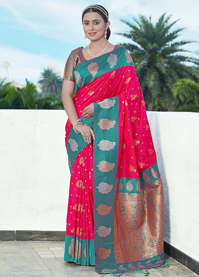 Pink Dupion Silk Saree With Blouse Piece - Indian Silk House Agencies