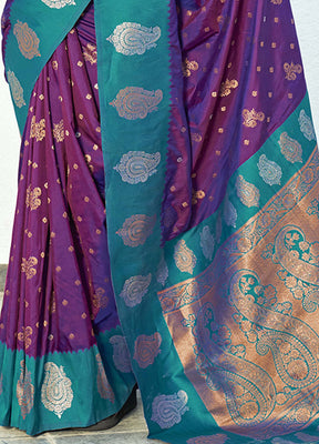 Purple Dupion Silk Saree With Blouse Piece - Indian Silk House Agencies