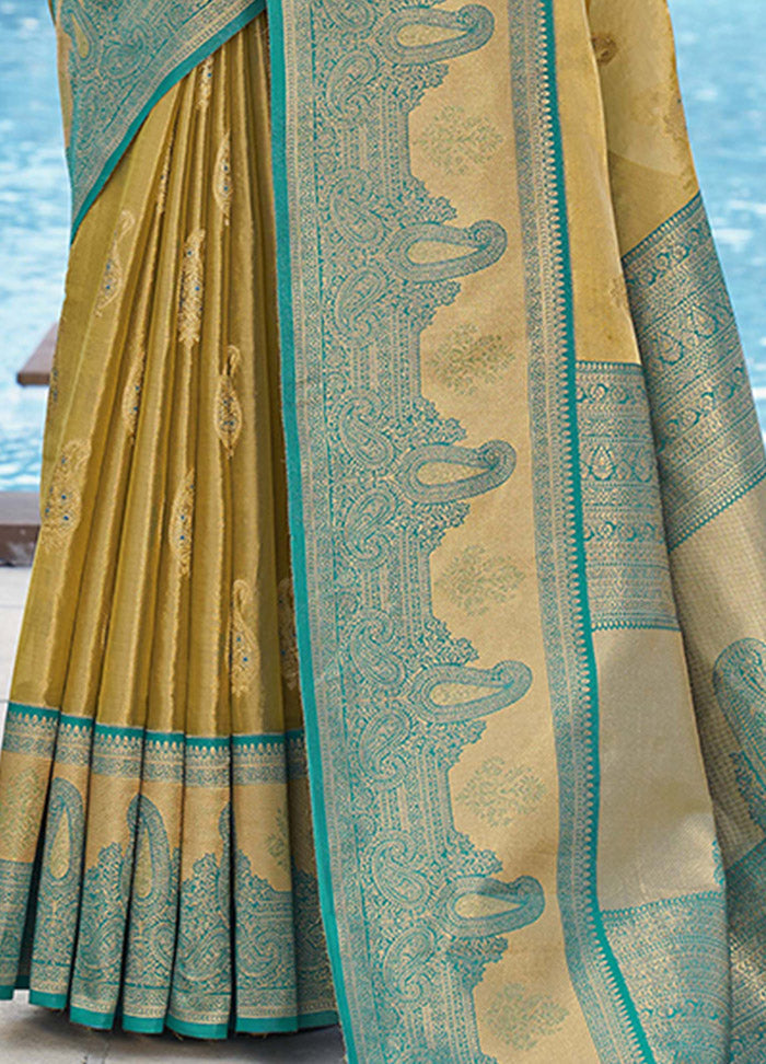 Gold Silk Saree With Blouse Piece - Indian Silk House Agencies