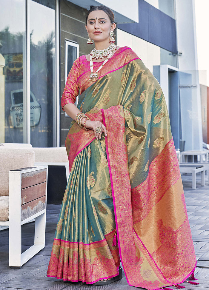 Grey Silk Saree With Blouse Piece - Indian Silk House Agencies