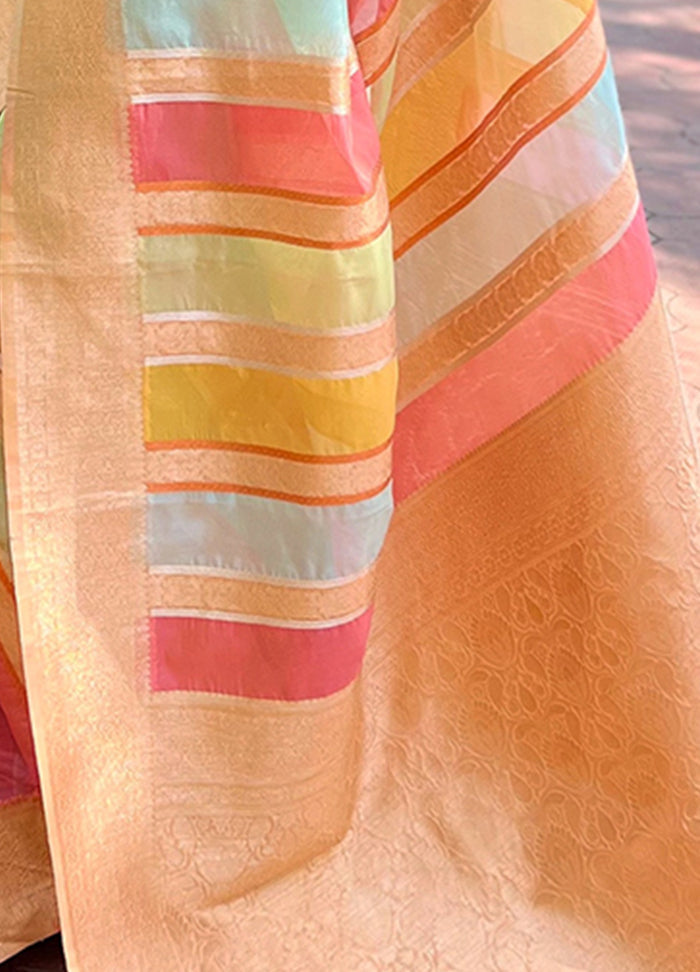 Peach Organza Saree With Blouse Piece - Indian Silk House Agencies