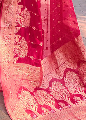 Pink Organza Saree With Blouse Piece - Indian Silk House Agencies