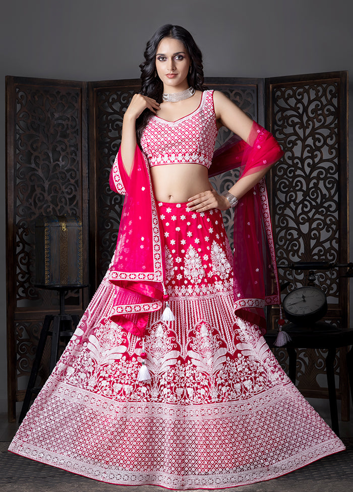 Pink Georgette Readymade Lehenga With Dupatta