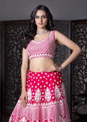 Pink Georgette Readymade Lehenga With Dupatta